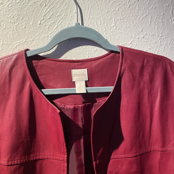 Chico’s maroon burgundy Faux Leather Moto Jacket - Picture 6 of 6
